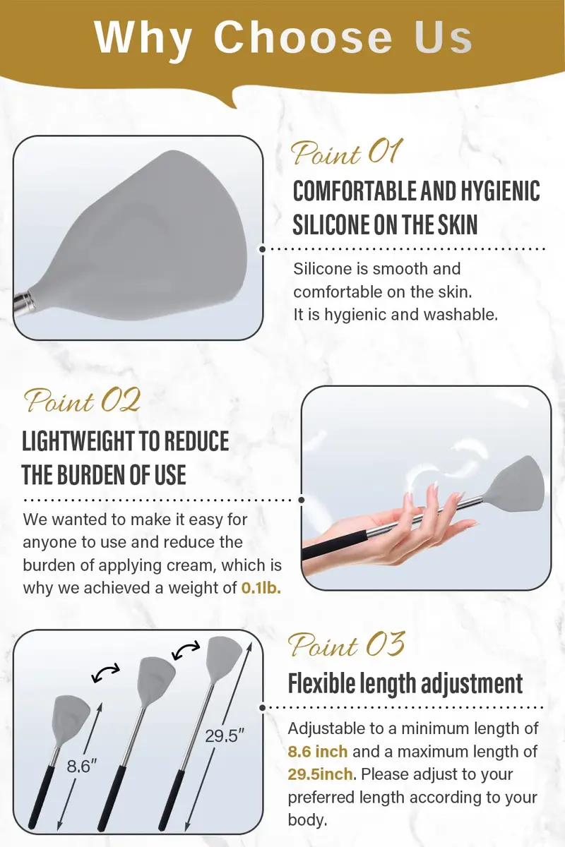 ROUNDS Telescopic Lotion Applicator for Back 29.5 inches (75 cm) | Effortless Application for Hard-to-Reach Areas - view 5