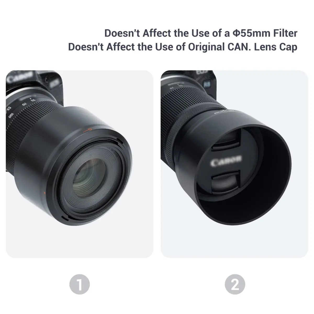 JJC ET-60B Lens Hood for Canon RF-S 55-210mm f/5-7.1 IS STM Lens | Reversible Bayonet Design with 55mm Filter Compatibility - view 5