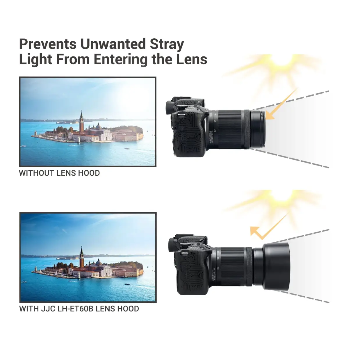 JJC ET-60B Lens Hood for Canon RF-S 55-210mm f/5-7.1 IS STM Lens | Reversible Bayonet Design with 55mm Filter Compatibility - view 3
