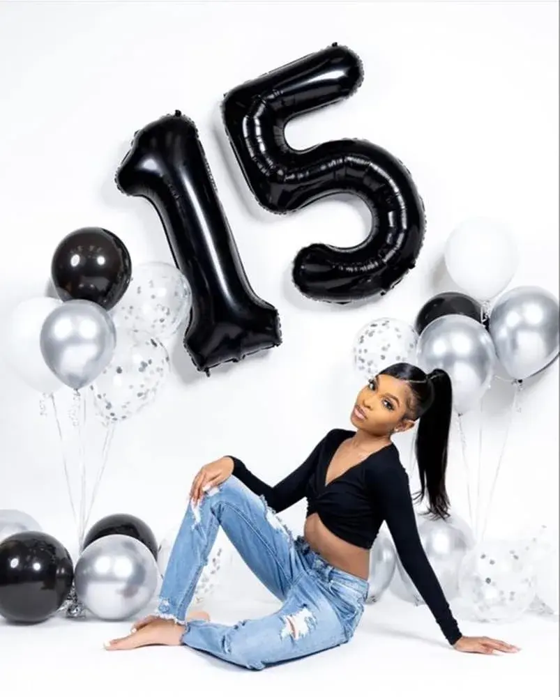 Mluchee Black Number 8 Balloon 40 Inch | Jumbo Party Decoration - view 5