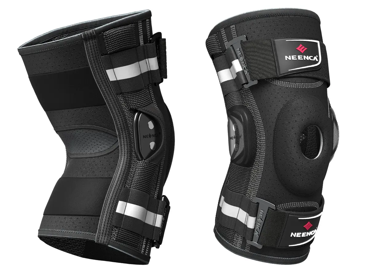 NEENCA Professional Knee Brace | Hinged Support for Men & Women, Patella Gel Pad, Removable Side Stabilizers, Adjustable Velcro Straps, Open Patella, Black, Large - view 3