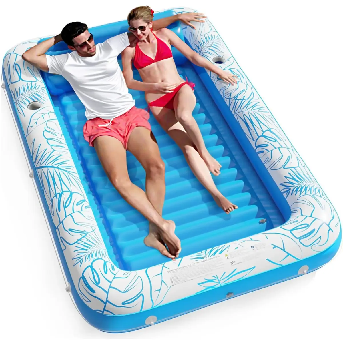 Jasonwell Inflatable Tanning Pool Lounger Float XXL Blue | 213cm (89in) x 167cm (67in) Water-Filled Sunbathing Bed - main product image