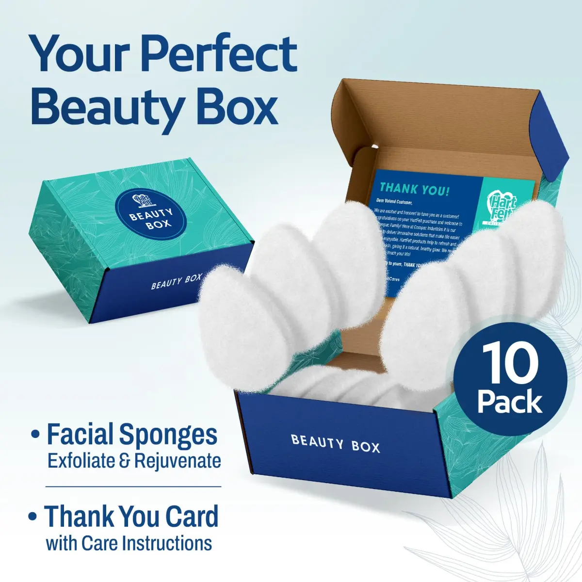 HartFelt Exfoliating Facial Sponge Pad 10 Pack | Daily Cleansing Scrubber for Makeup, Dirt, Dead Skin - view 8