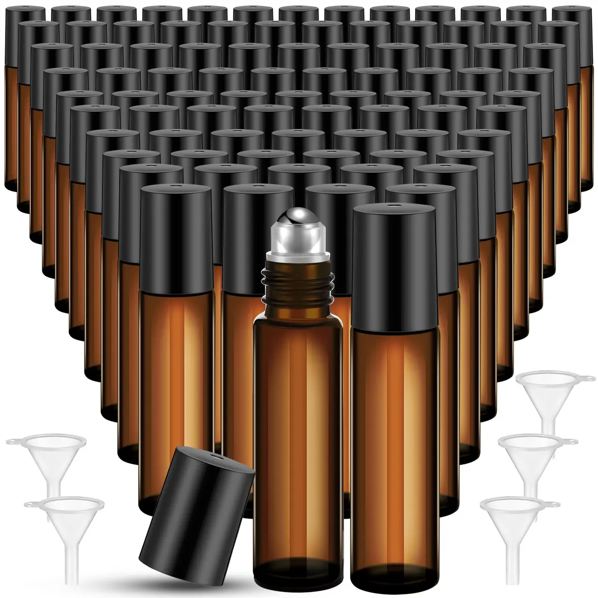 Sumind 150 Pcs Glass Essential Oil Roller Bottles 10 ml | Amber, Leakproof, Reusable - main product image