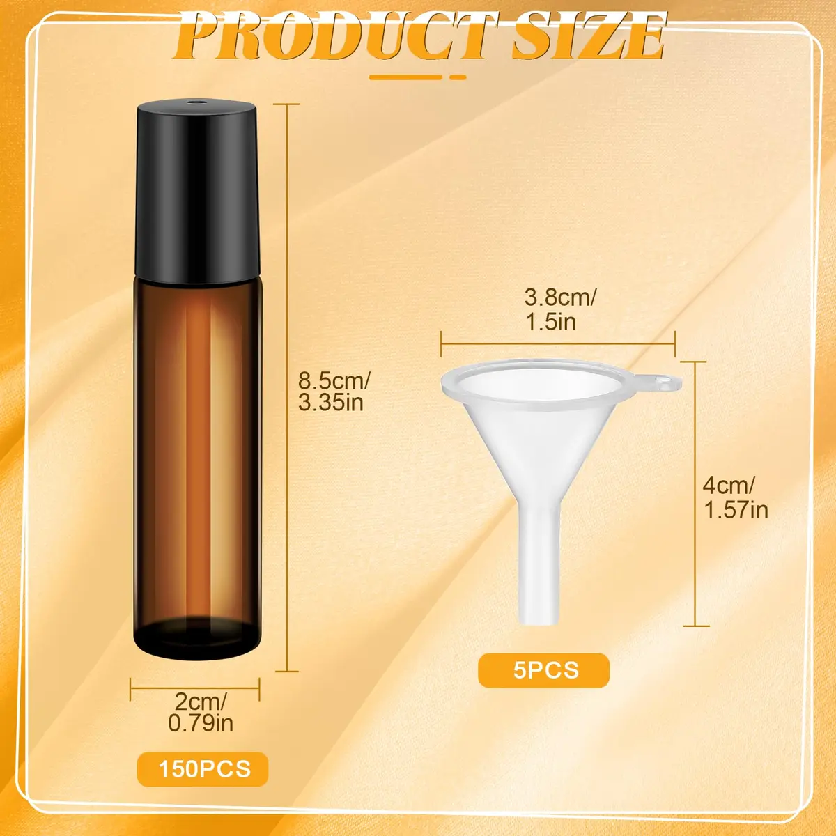 Sumind 150 Pcs Glass Essential Oil Roller Bottles 10 ml | Amber, Leakproof, Reusable - view 2