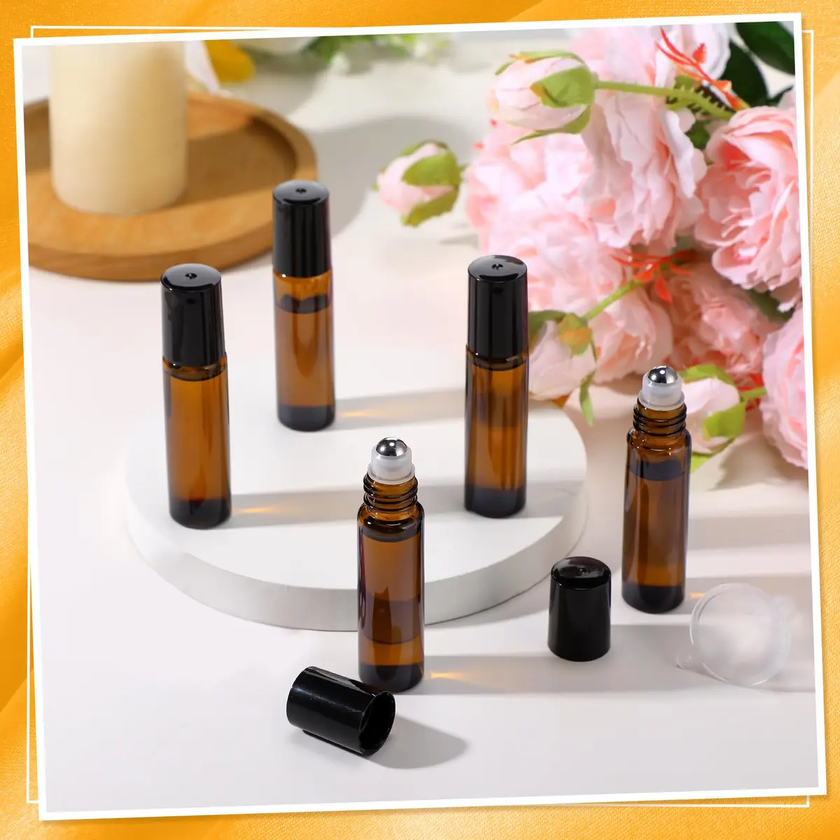 Sumind 150 Pcs Glass Essential Oil Roller Bottles 10 ml | Amber, Leakproof, Reusable - view 4