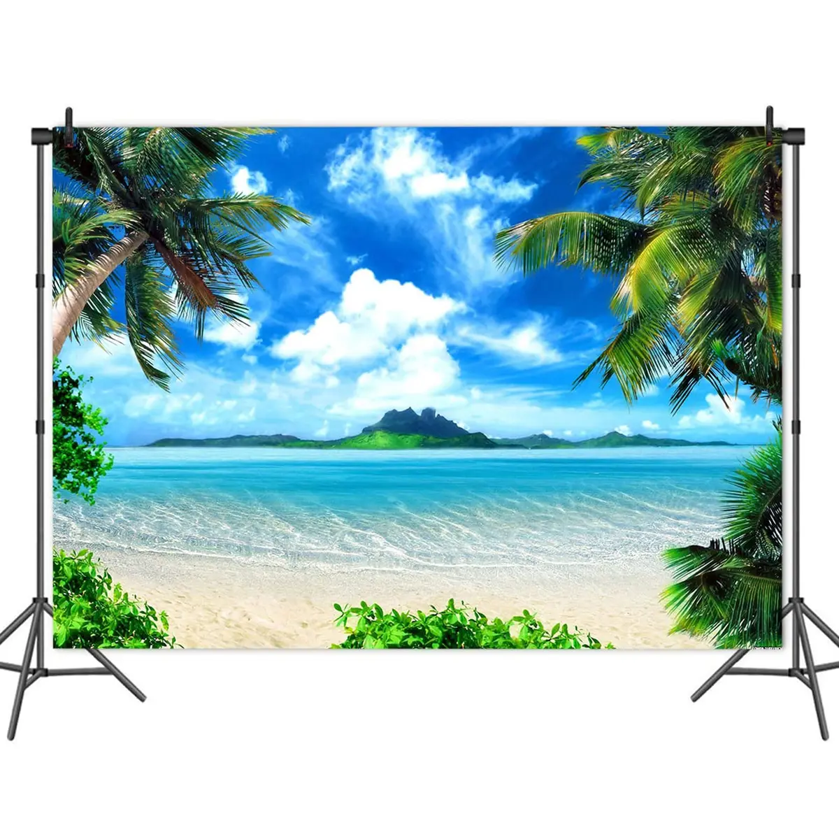MAQTT Summer Beach Theme Photo Background Hawaii Coconut Tree Banquet Scene Photography Background Wedding Party Decorative Banner Photo Props 270cm x 180cm (9x6ft) - view 4
