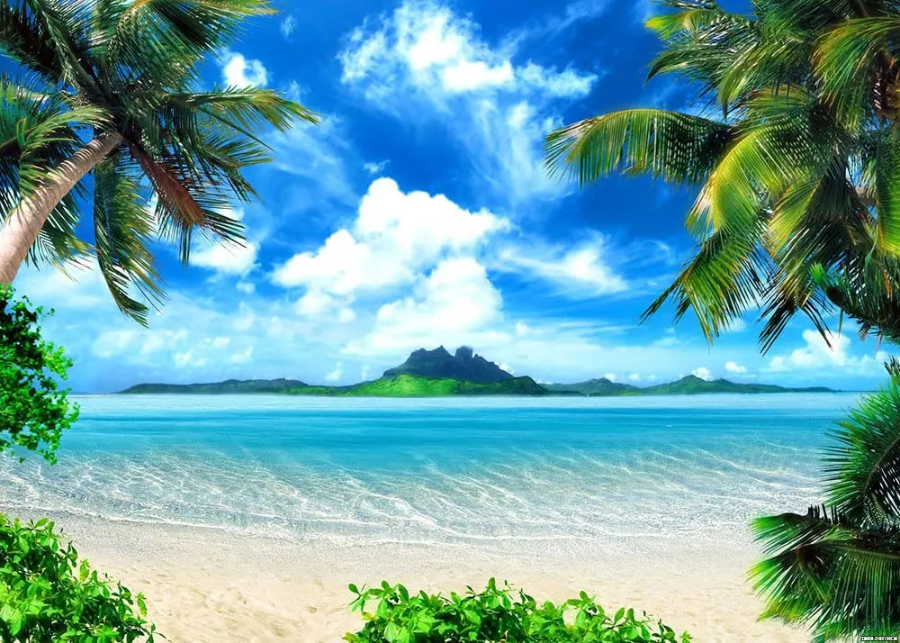 MAQTT Summer Beach Theme Photo Background Hawaii Coconut Tree Banquet Scene Photography Background Wedding Party Decorative Banner Photo Props 270cm x 180cm (9x6ft) - view 7