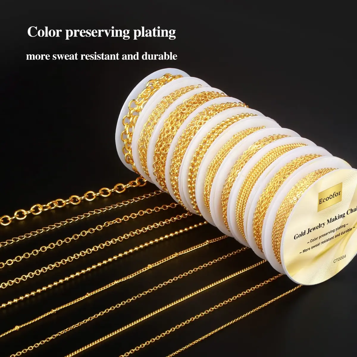 Ecoofor Gold Necklace Chains for Jewelry Making Kit 78.7ft (10 Rolls) | DIY Necklace Bracelet Jewelry Making with Jump Rings & Clasps - view 4