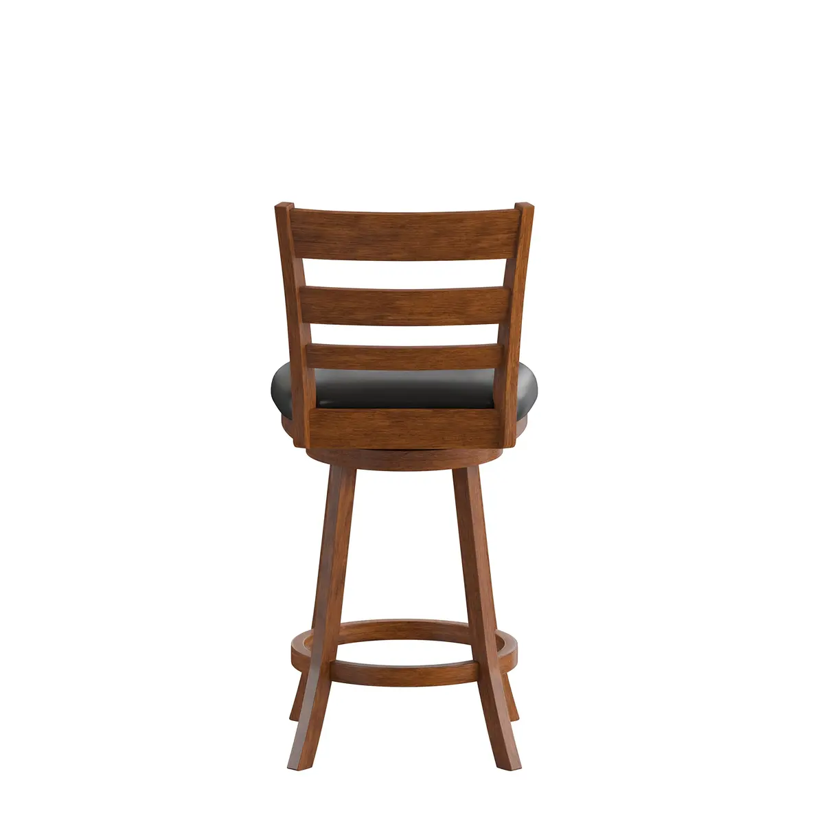 Taylor + Logan Zayne Classic Ladderback Wooden Swivel Counter Stool with Faux Leather Seat, Antique Oak/Black | Timeless Elegance for Kitchen & Dining - view 5
