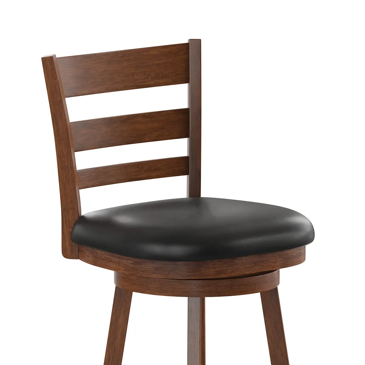 Taylor + Logan Zayne Classic Ladderback Wooden Swivel Counter Stool with Faux Leather Seat, Antique Oak/Black | Timeless Elegance for Kitchen & Dining - view 6