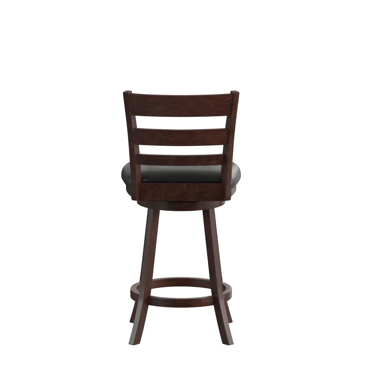 Taylor + Logan Zayne Classic Ladderback Wooden Swivel Counter Stool with Faux Leather Seat, Espresso/Black | Timeless Elegance & Modern Functionality - view 7