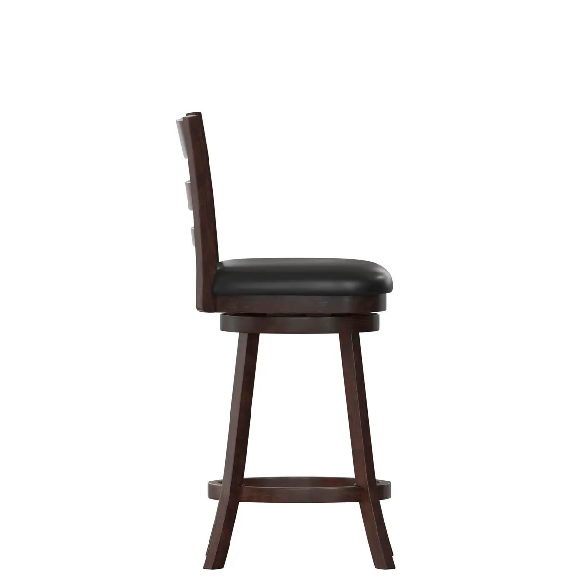 Taylor + Logan Zayne Classic Ladderback Wooden Swivel Counter Stool with Faux Leather Seat, Espresso/Black | Timeless Elegance & Modern Functionality - view 8