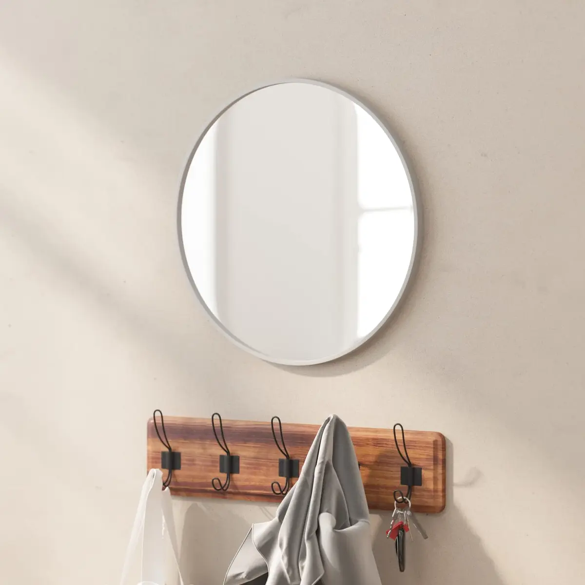 Taylor & Logan Julianne 20" Round Silver Metal Framed Wall Mirror | Modern, Safety & Versatile Design - view 7