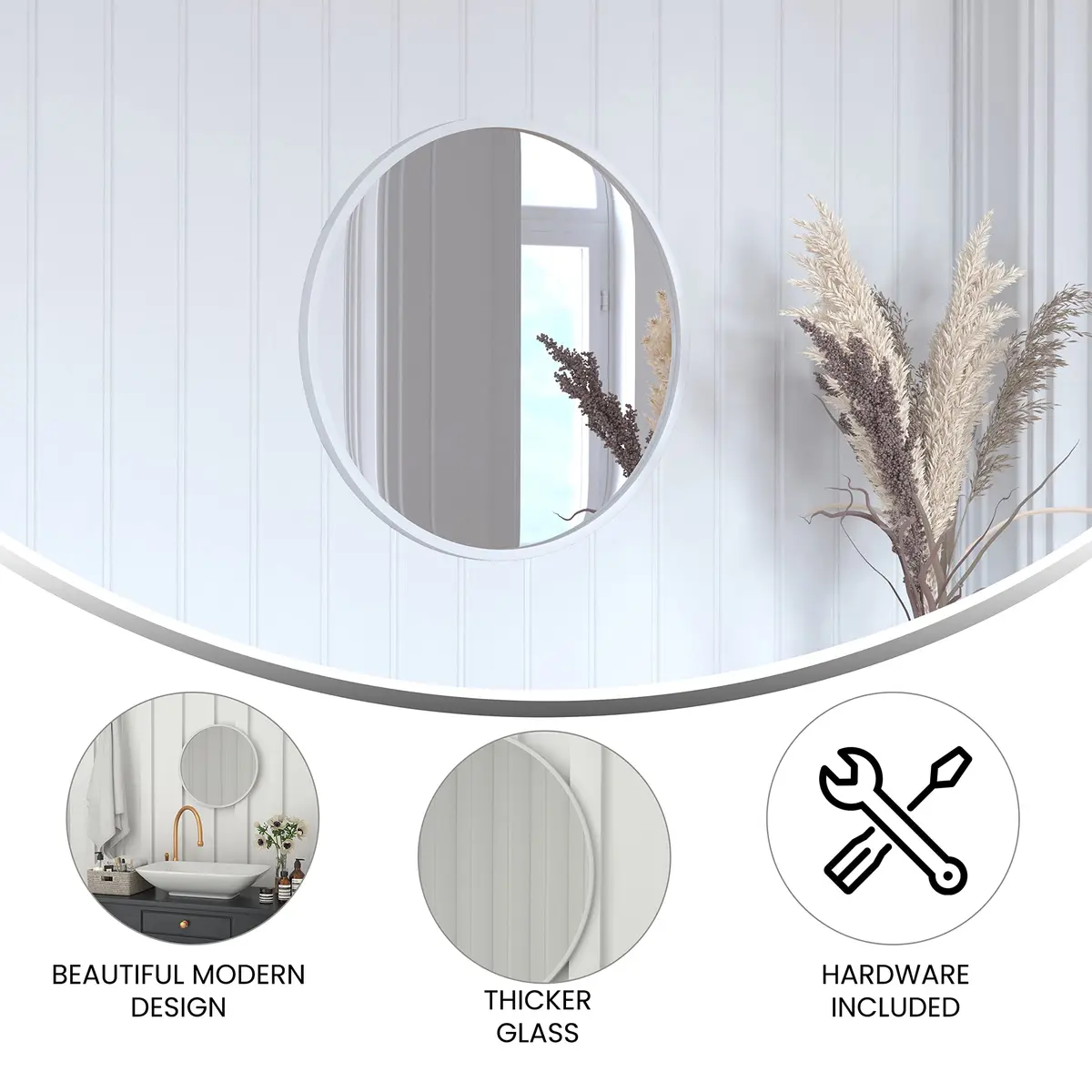 Taylor & Logan Julianne 20" Round Silver Metal Framed Wall Mirror | Modern, Safety & Versatile Design - view 3