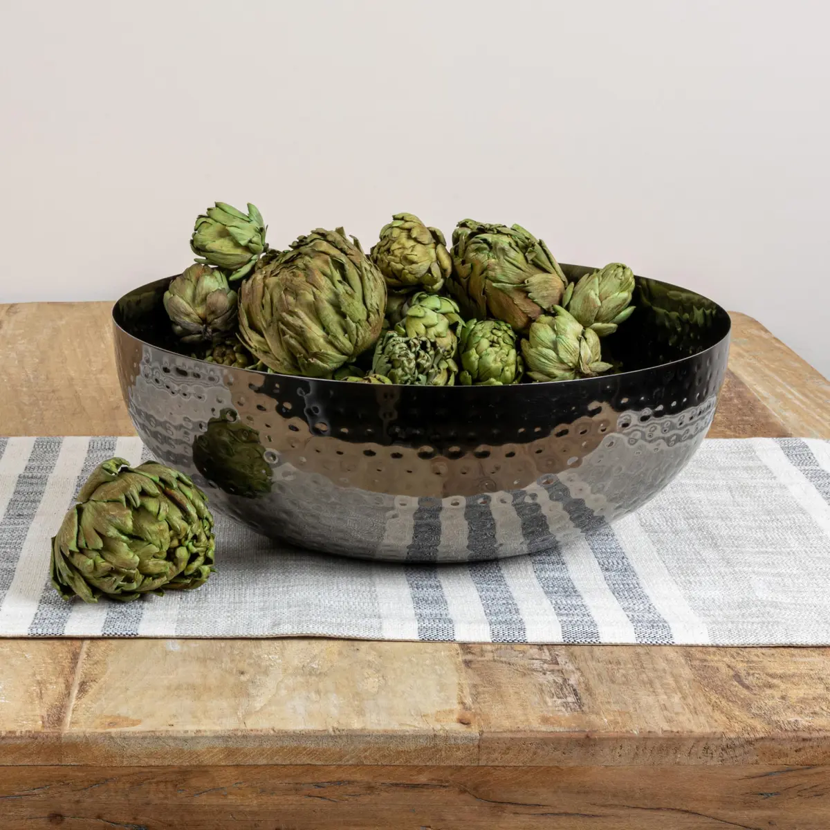 Creative Co-Op Hammered Metal Bowl, Oxidized Silver 36.8cm (14 inch) Diameter x 11.4cm (4.5 inch) H | Authentic USA Import - view 5