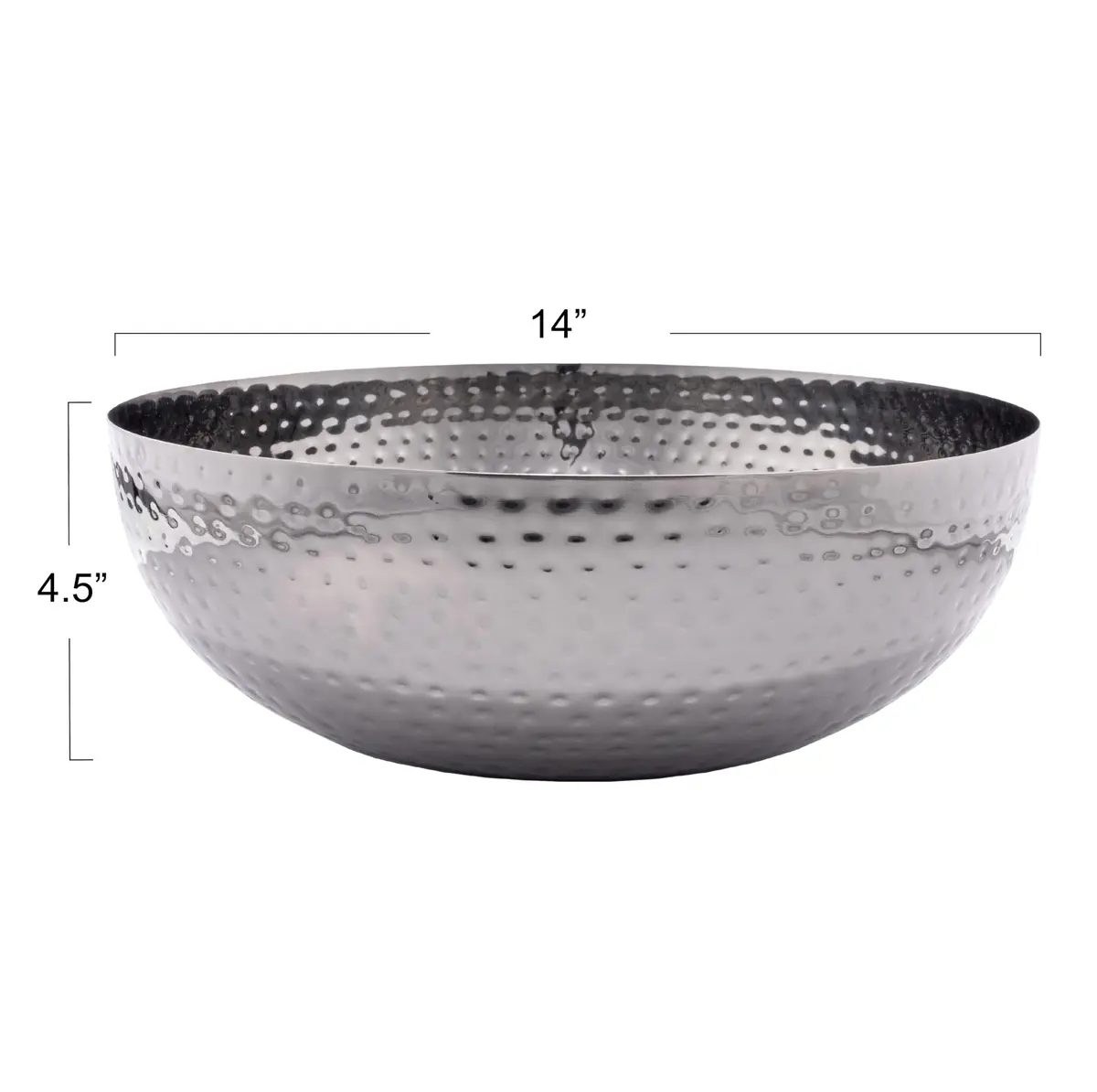 Creative Co-Op Hammered Metal Bowl, Oxidized Silver 36.8cm (14 inch) Diameter x 11.4cm (4.5 inch) H | Authentic USA Import - view 2