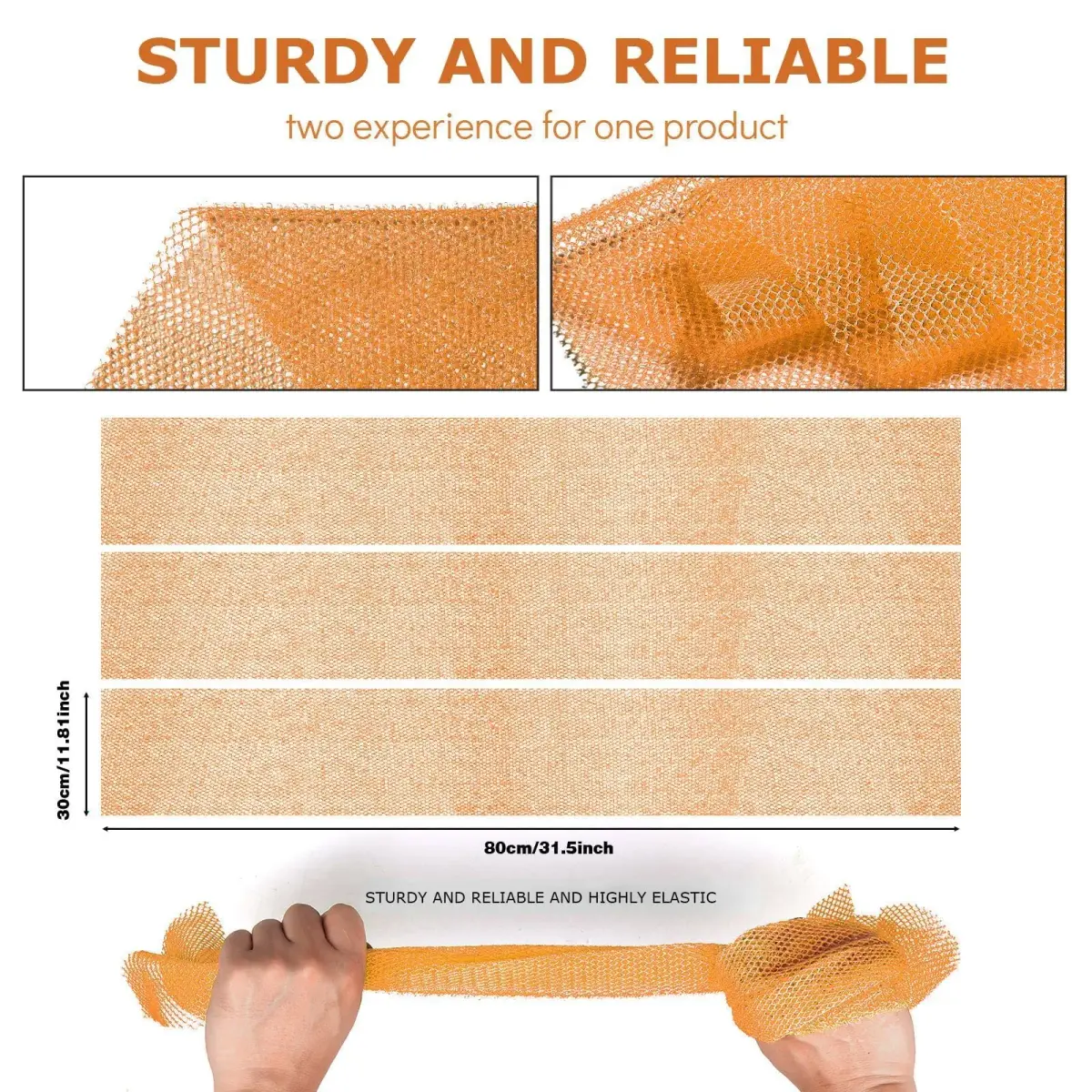 UJFQBH African Net Sponge 3 Pack - Bright Yellow | Deep Cleansing & Gentle Exfoliation - view 3