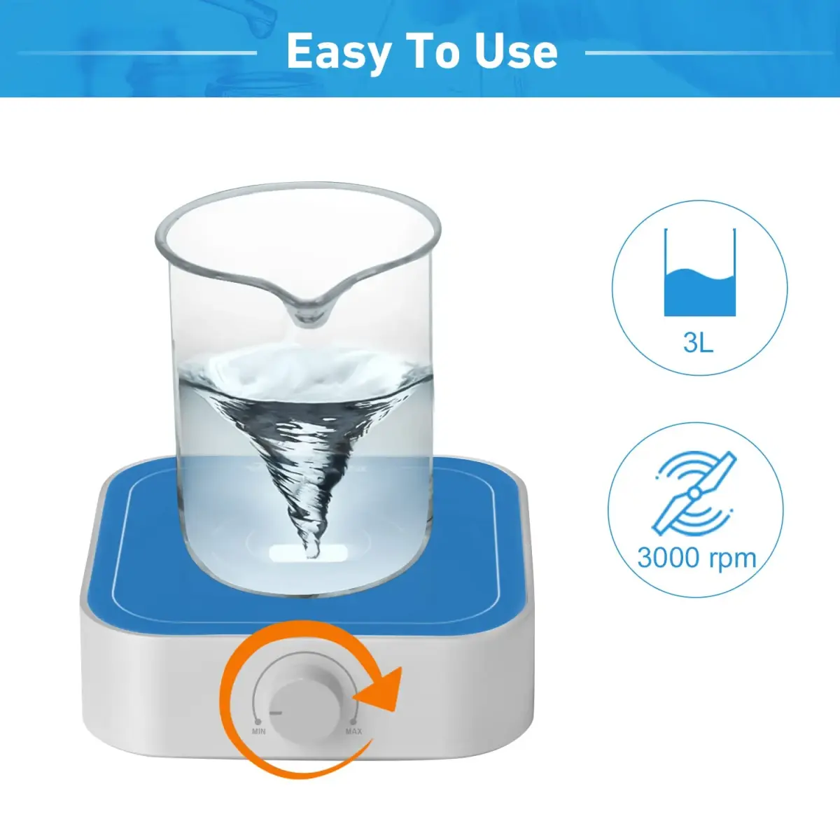WEST TUNE 3000rpm Magnetic Stirrer Mixer with Stir Bar, Brushless DC Motor, 3000ml Capacity | Lab Supply - view 3