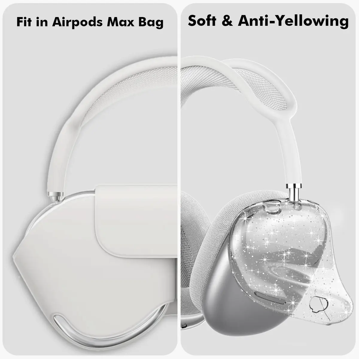 NIUTRENDZ Glitter Clear Case for AirPods Max | Soft TPU Protective Ear Cups Cover (1 Unit) - view 5