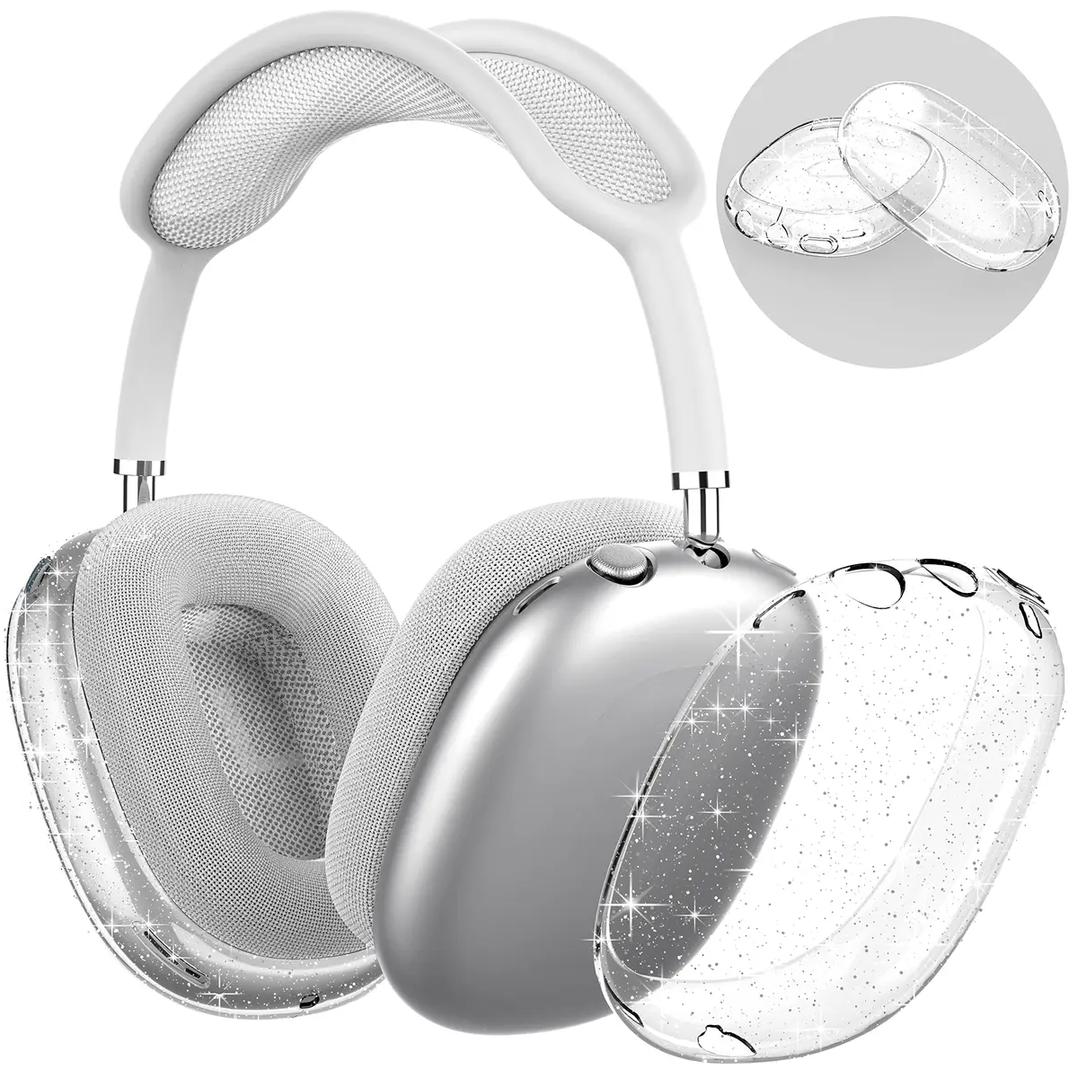 NIUTRENDZ Glitter Clear Case for AirPods Max | Soft TPU Protective Ear Cups Cover (1 Unit) - main product image