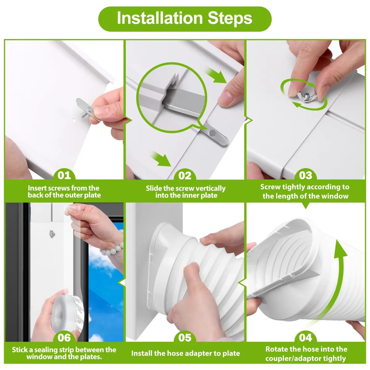 Haikun Portable AC Window Vent Kit 17-60" Adjustable | Easy Install, Durable PVC - view 7