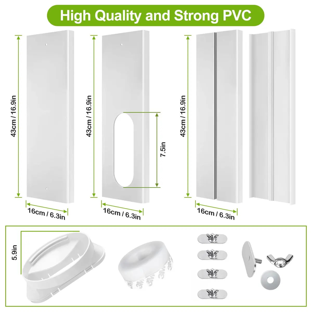 Haikun Portable AC Window Vent Kit 17-60" Adjustable | Easy Install, Durable PVC - view 2