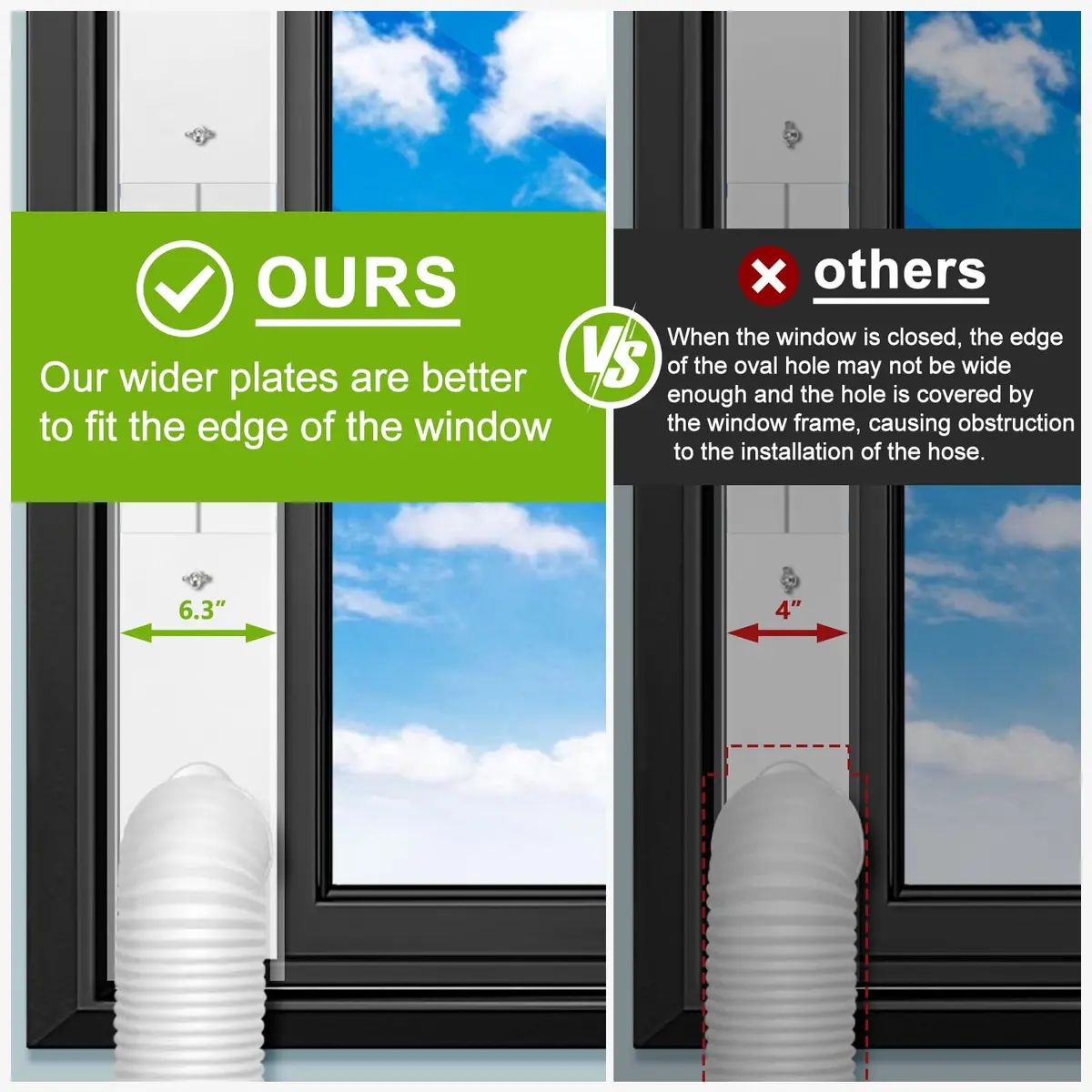 Haikun Portable AC Window Vent Kit 17-60" Adjustable | Easy Install, Durable PVC - view 4