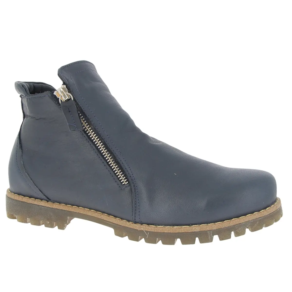 Andrea Conti Women's Boat Fashion Boot, D Blue, Size 8 | Leather Ankle Boot with Block Heel - main product image
