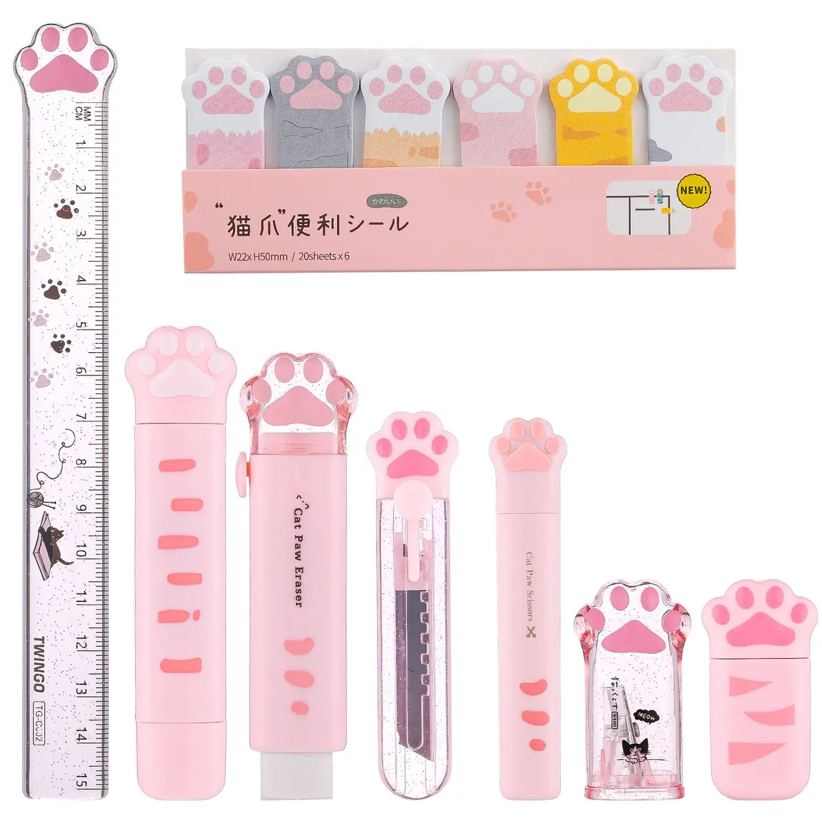 Kogcmeetl Pink Eraser | Retractable Pencil & Multipurpose Correction Tape (Pink) - main product image