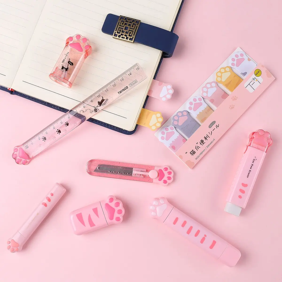 Kogcmeetl Pink Eraser | Retractable Pencil & Multipurpose Correction Tape (Pink) - view 6