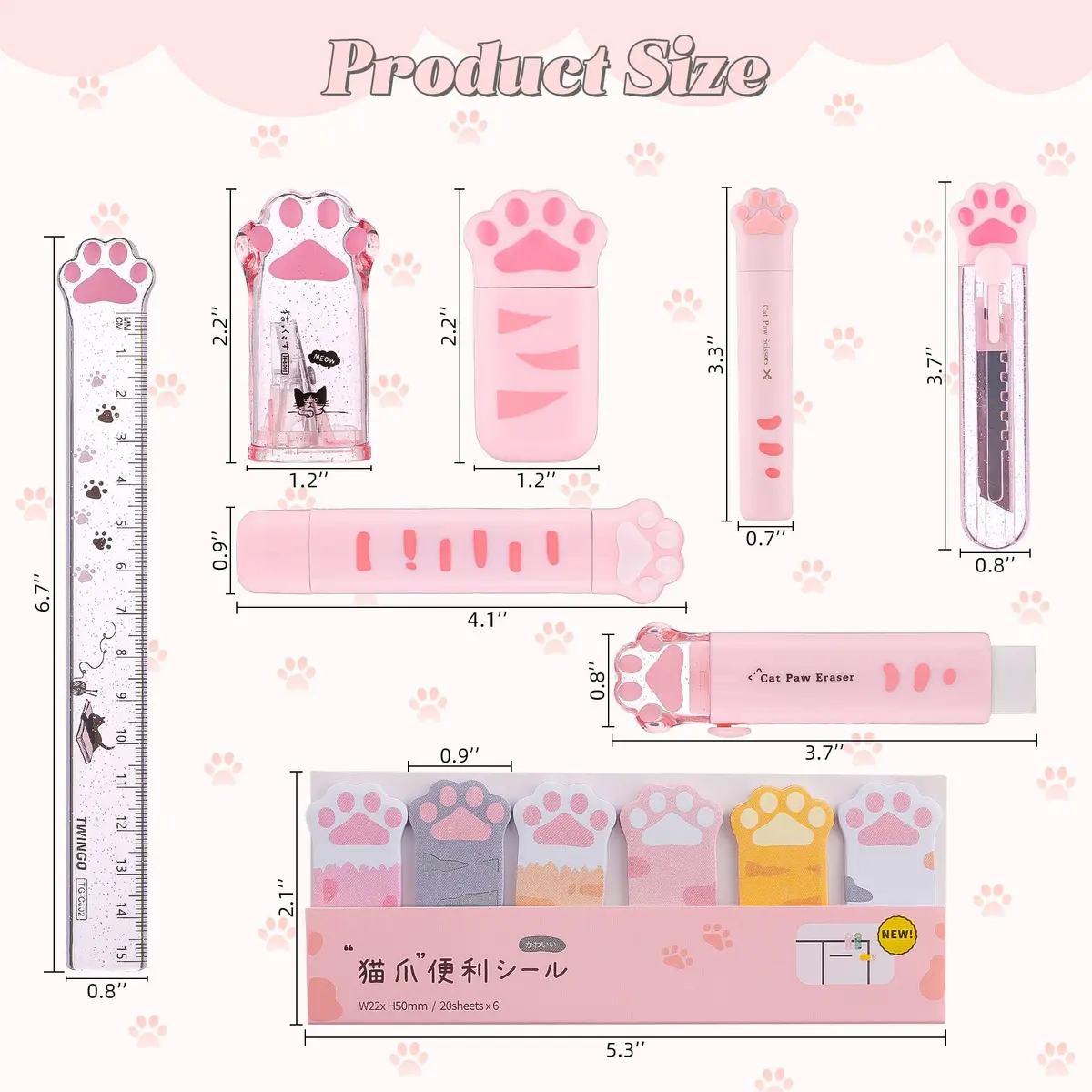 Kogcmeetl Pink Eraser | Retractable Pencil & Multipurpose Correction Tape (Pink) - view 2