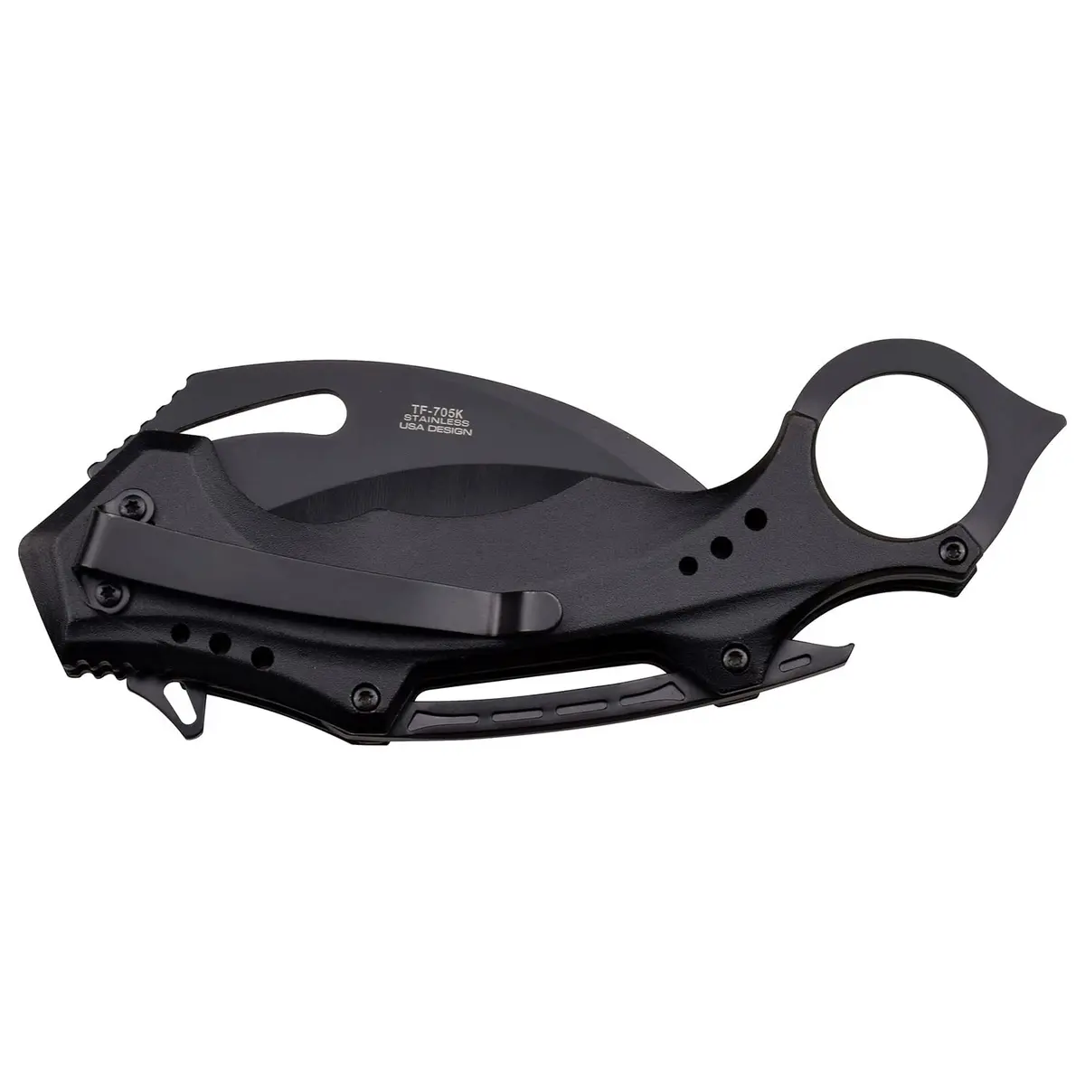 Tac-Force Folding Pocket Knife, 3.25-inch Black Blade, Black Aluminum Handle, 8.75-inch Overall Length TF-705K-BK - view 2