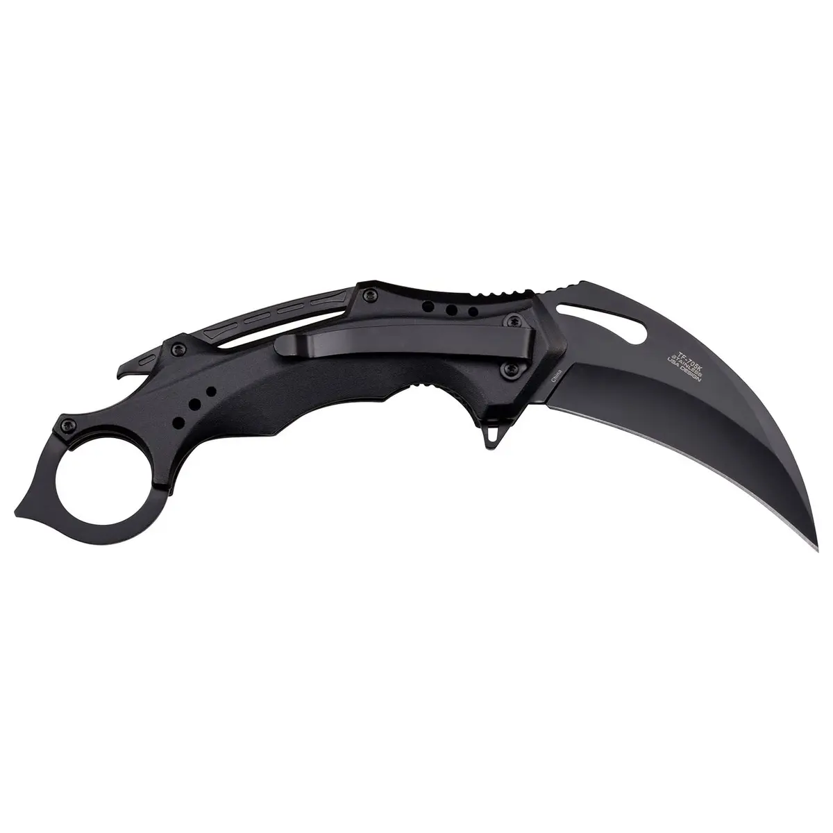 Tac-Force Folding Pocket Knife, 3.25-inch Black Blade, Black Aluminum Handle, 8.75-inch Overall Length TF-705K-BK - view 3