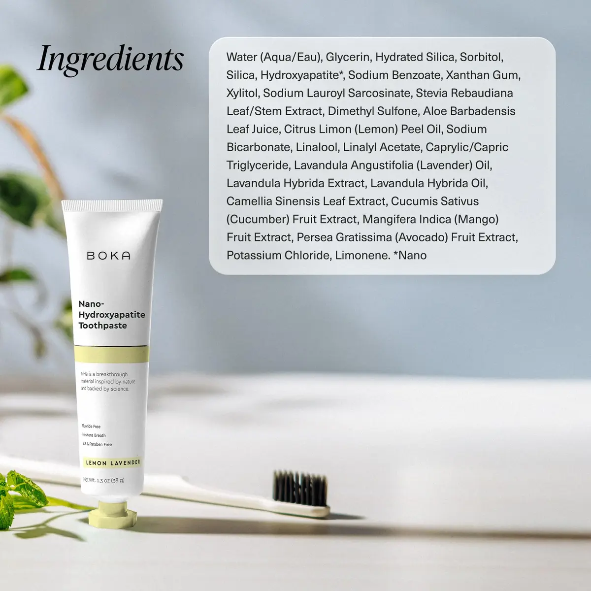 Boka Nano Hydroxyapatite Toothpaste Lemon Lavender 74ml (2.6 oz) | Fluoride-Free Enamel Care - view 6