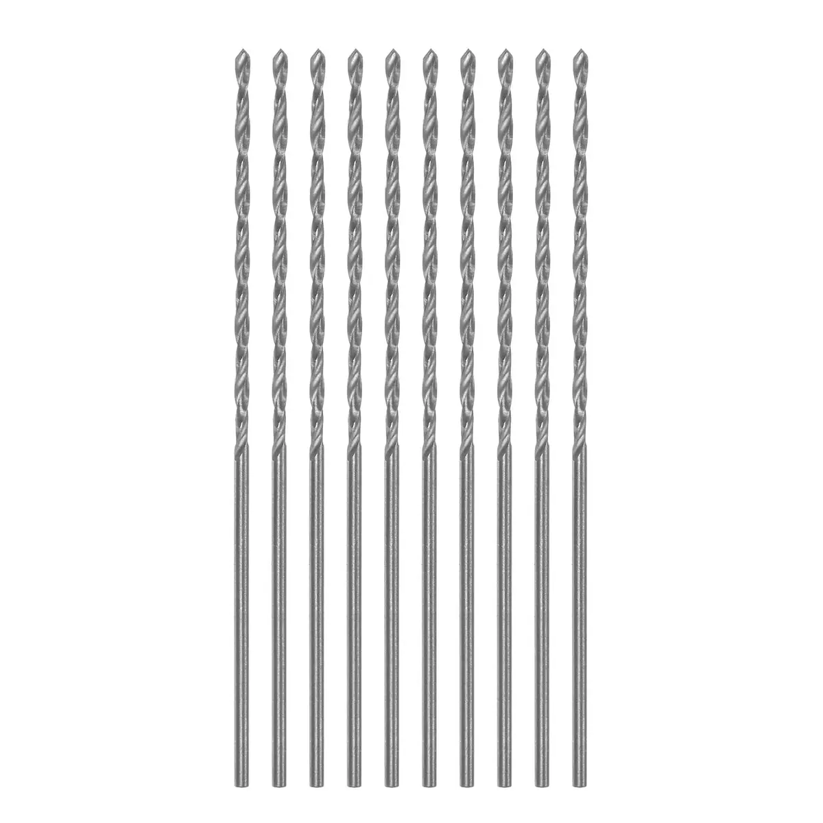 HARFINGTON 10pcs Extra Long Drill Bits 1.3mm | High-Speed Steel, Straight Shank, 65mm Length for Metal & Wood - main product image