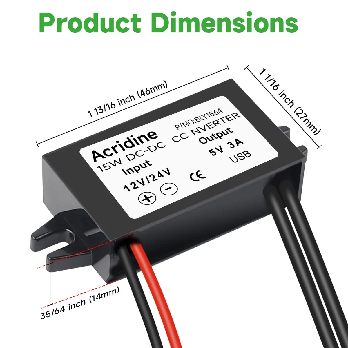 Acridine 12V 24V DC to 5V 3A USB Converter Module (2-Pack) | 96% Efficiency Buck Converter - view 6