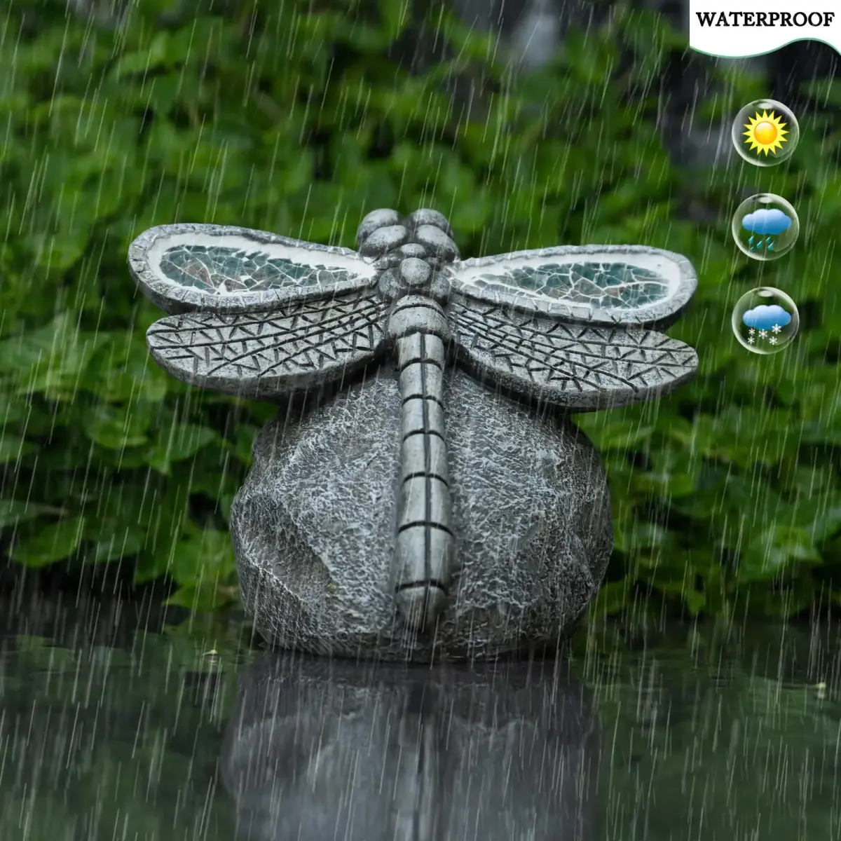 Rezpuao Solar Dragonfly Garden Statue 18 cm (7.36 inches) | Weatherproof Resin Decor for Patio, Lawn, Yard - view 5