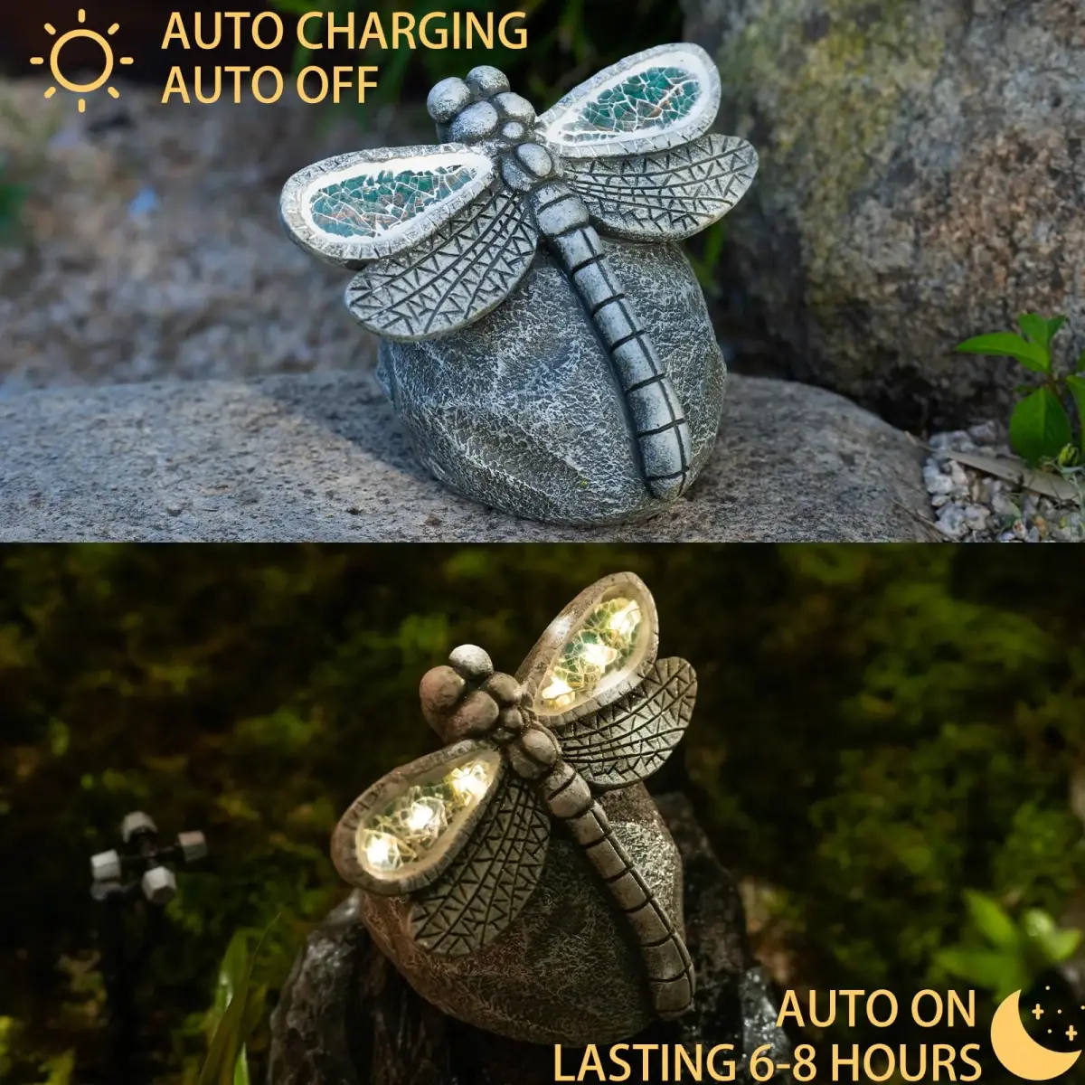 Rezpuao Solar Dragonfly Garden Statue 18 cm (7.36 inches) | Weatherproof Resin Decor for Patio, Lawn, Yard - view 4