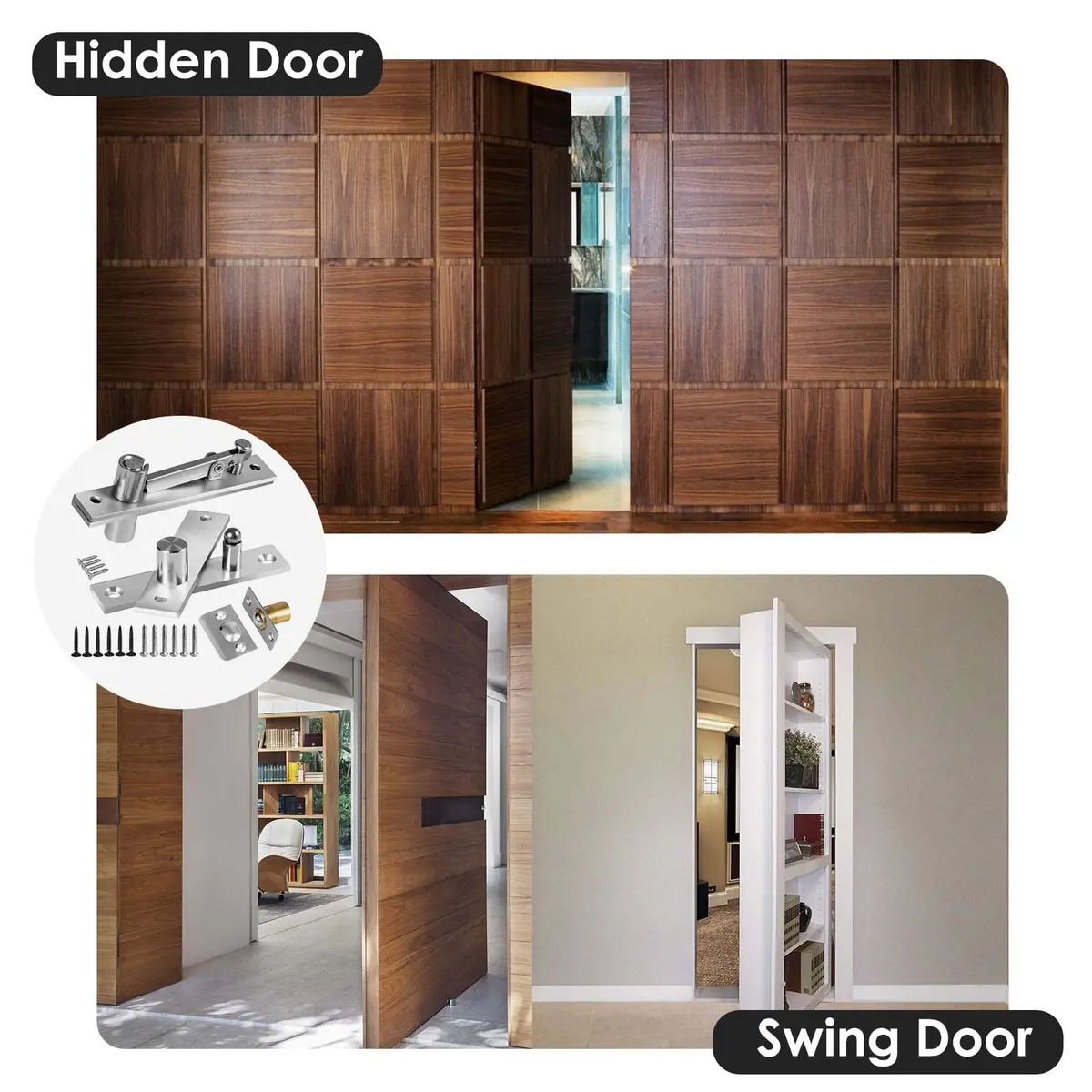 SKMYL Heavy Duty Hidden Door Hinge Pivot Hinge 10.9 cm (4.3 in) 220 lb Capacity | Concealed Door Hardware Kit for Secret Rooms - view 5