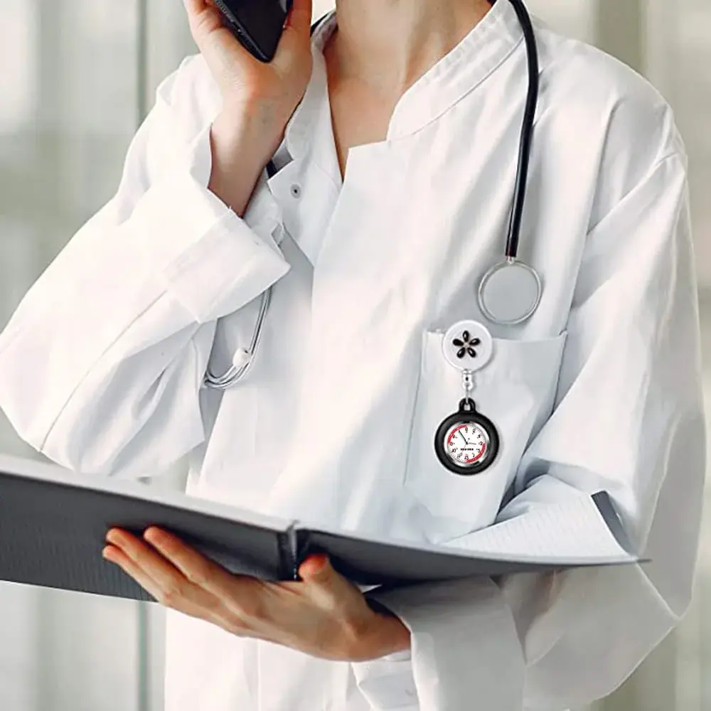 AGEN KGEN 3-Pack Retractable Nurse Watches | Japanese Quartz Movement, 38mm Case, Silicone Cover - view 5