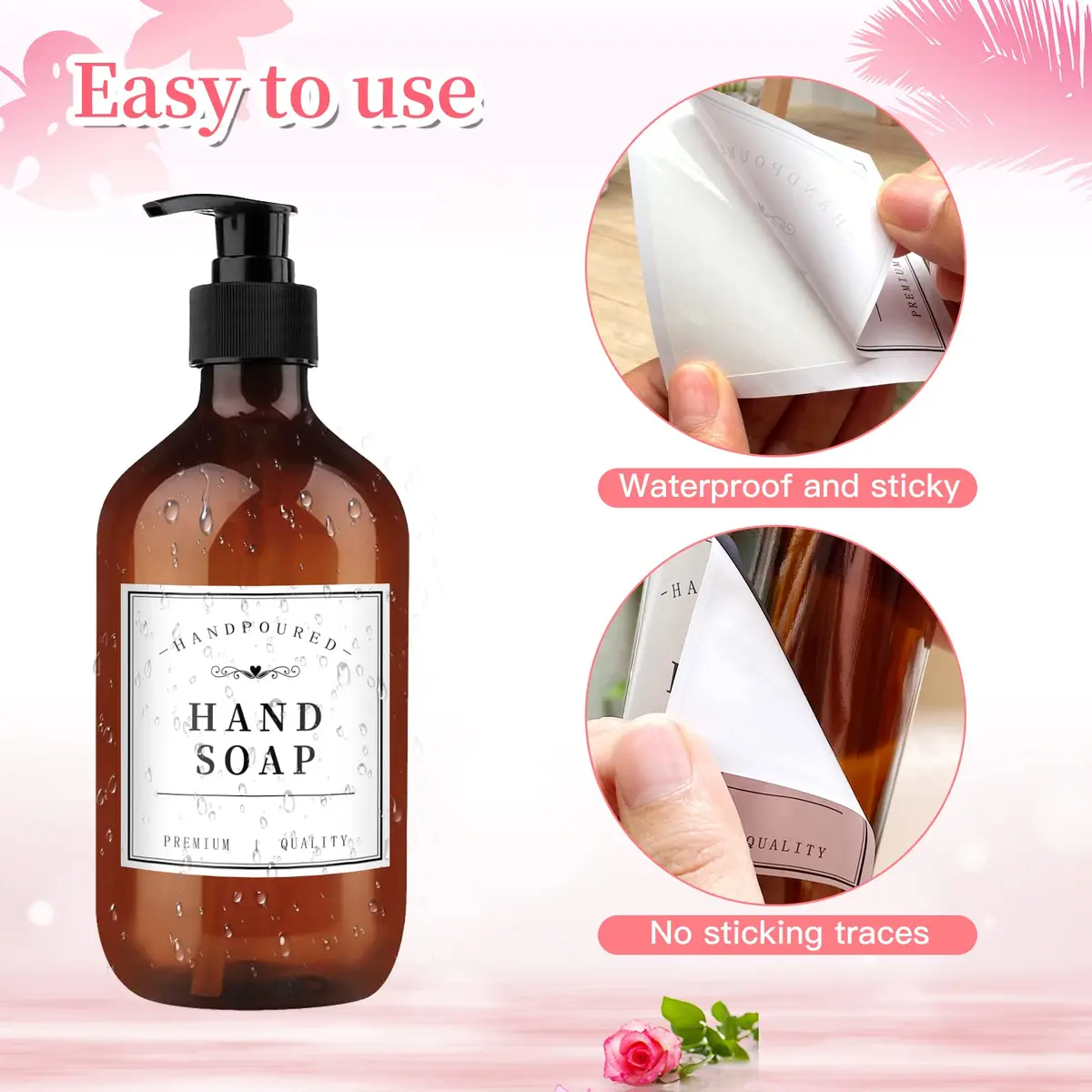 HVSWLY 24PCS Bathroom Labels for Soap Dispenser, Bottle Labels for Hand Soap, Mouthwash, Shampoo, Conditioner, Body Wash | Waterproof & Reusable - view 3