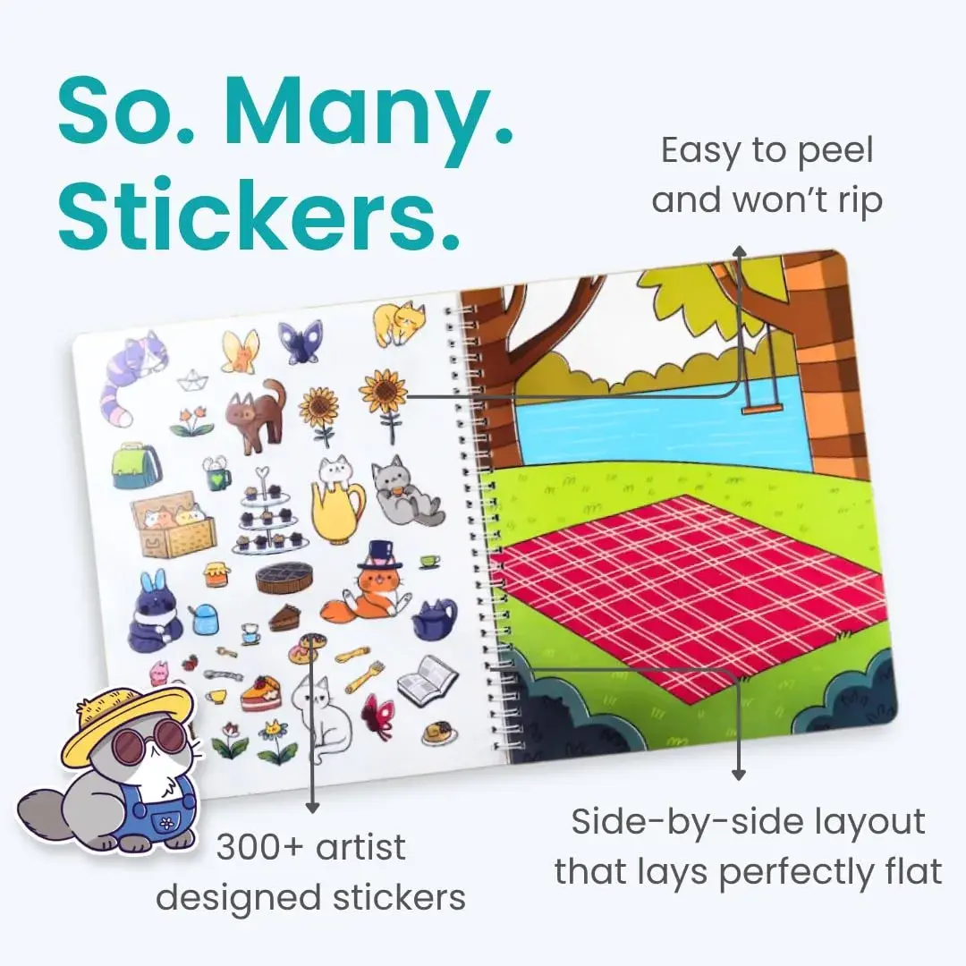 CUPKIN Land of Cats Sticker Book | Toddler Road Trip Coloring and Sticker Book for Ages 2-8 Years - view 6