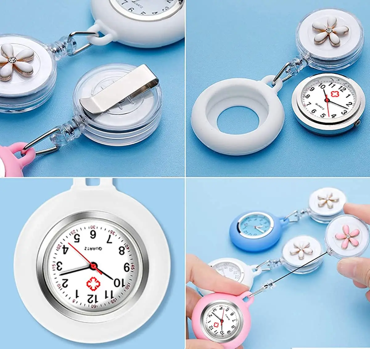 AGEN KGEN Pink Nurse Watch for Nurses & Doctors | Retractable Clip-On Fob Watch 4cm Diameter - view 6