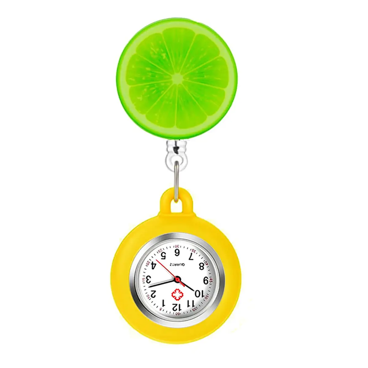 AGEN KGEN Yellow Lemon Nurse Watch | Retractable Clip-On Fob Watch for Nurses & Doctors - main product image