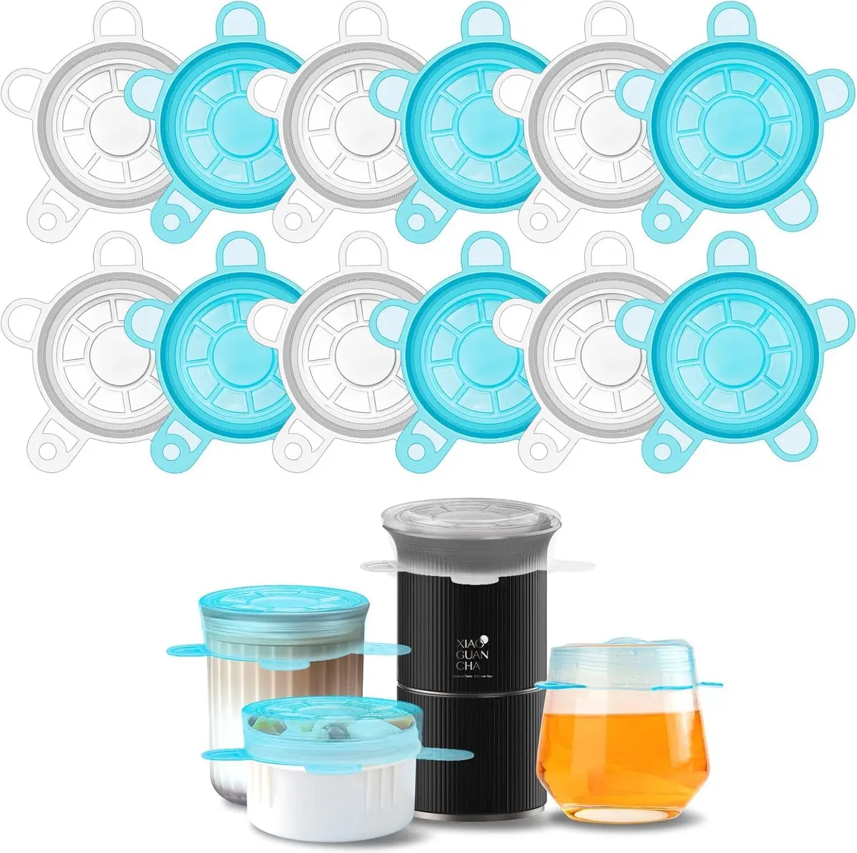 DAILY KISN Small Silicone Stretch Lids 12PCS | Reusable Food Covers for Jars & Bowls - main product image