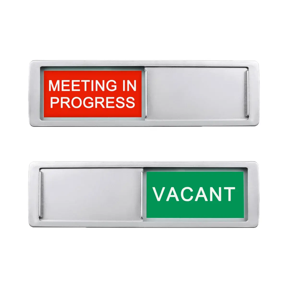 LoYinLo "Vacant Meeting in Progress" Silver Slider Sign 18cm x 5cm - Privacy Indicator - main product image