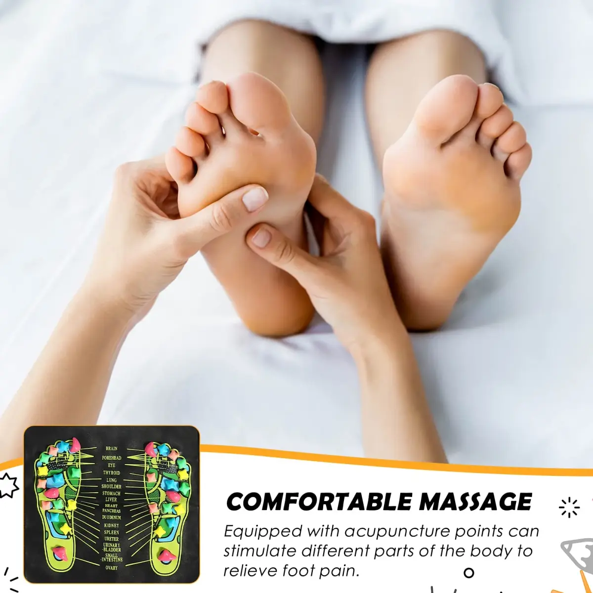 BBTO Reflexology Foot Massage Mat with Acupressure Stones 175 cm (68.9") | Promotes Foot Health & Fatigue Relief - view 3