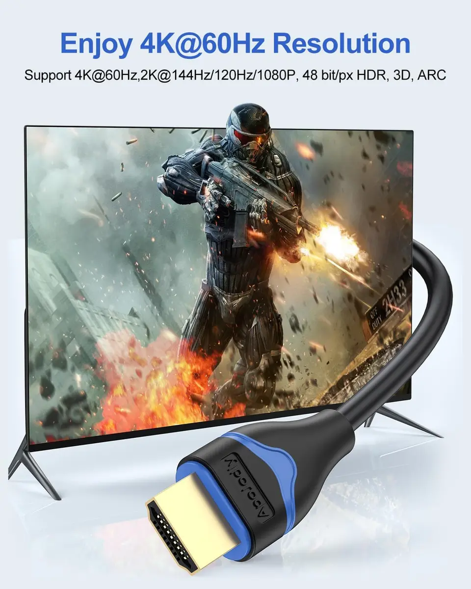 ApoJodly 4K HDMI Cables 3FT (0.91m) 10-Pack | High Speed 2.0 Cord for PS5, Monitors - view 2