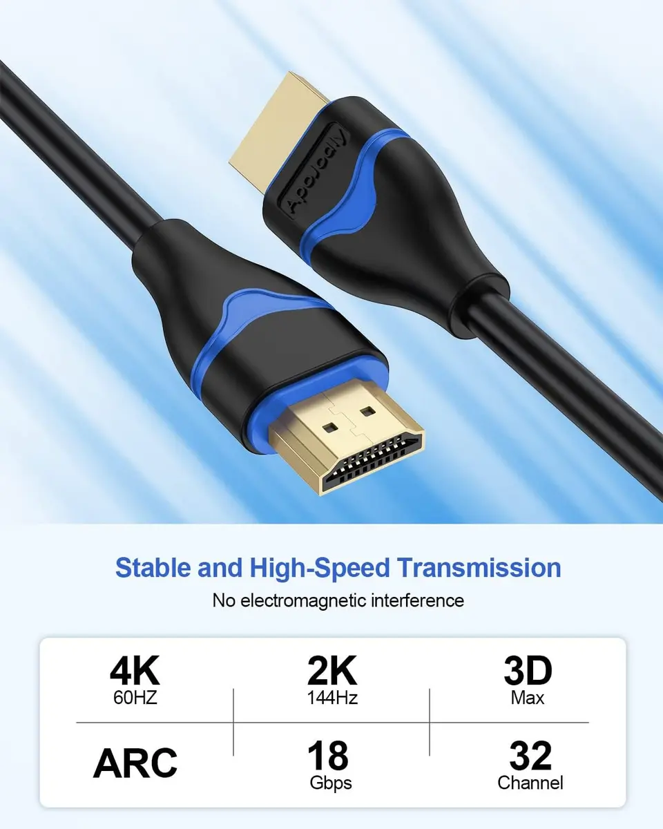 ApoJodly 4K HDMI Cables 3FT (0.91m) 10-Pack | High Speed 2.0 Cord for PS5, Monitors - view 3